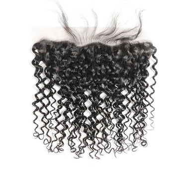 GS Virgin Hair 13X4 Transparent Deep curly Upgrade Lace Frontal  Natural Color